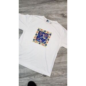 Vintage Bold Spirit Nautical Graphic Print White T-Shirt Men's L Short Sleeve